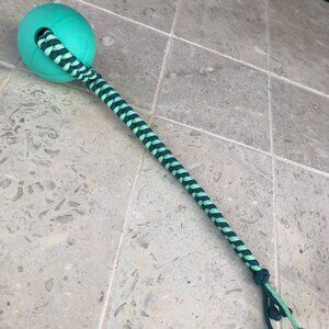 Dog Training Ball w/ Woven Paracord Handle Fetch and Reward Toy 3" Ball 12" Rope